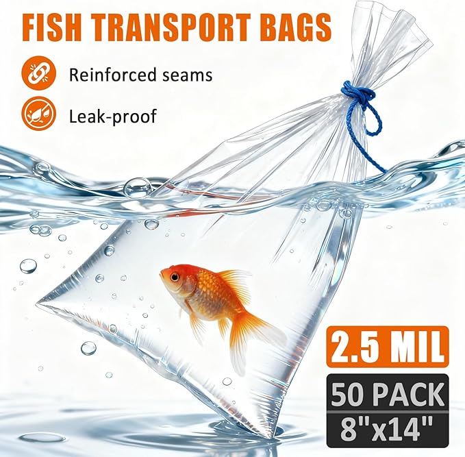 Aquarium Fish Bags, Leak Proof Poly Bags, 3 Mil Extra Thickness Transporting Shipping Containers for Live Fish