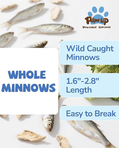 PAWUP Freeze Dried Minnows Dogs Treats – 100% Raw Single-Ingredient Pet Fish Snacks – Rich in Omega-3, Grain-Free – Healthy Training Rewards & Meal Toppers, 2.8 oz