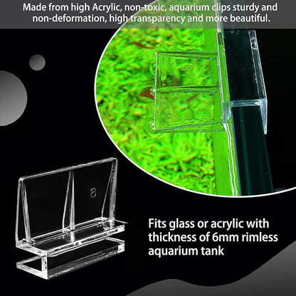 16 PCS 6mm Acrylic Aquarium Cover Clip, Clear Fish Tank Glass Cover Clip Support Holder Universal Lid Clips for Rimless Aquariums