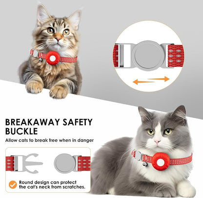 GPS Tracker for Cats-No Monthly Fee Cat Tracker,Compatible with Apple Find My App (Only iOS), Waterproof Pet Tracker,Real-Time Cat Collar for Pets,Kids,Luggage & Assets | 367-Day Battery Life|(Red)