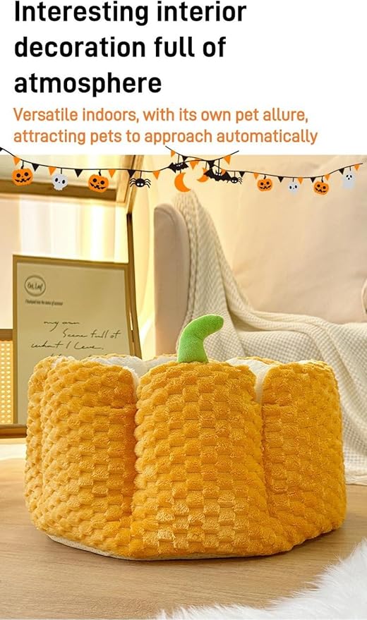 Pumpkin Cat Bed Large Capacity Pet Mat Warm Cat and Dog Bed Four Seasons Universal Pet Bed Autumn and Winter Dog Mattress Suitable for Small and Medium Cats and Dogs to Sleep Soundly (S)
