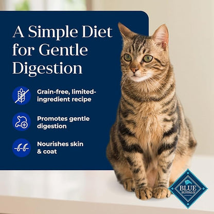 Blue Buffalo Basics Grain-Free Dry Cat Food, Skin & Stomach Care, Limited Ingredient Diet for Indoor Cats, Duck & Potato Recipe, 5-lb. Bag