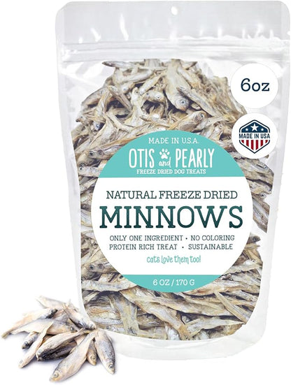 Otis & Pearly Freeze Dried Minnow Dog Treats - Single Ingredient, Made in USA - Healthy Protein Treat for Small, Medium, Large Breeds, Cats (6 oz)