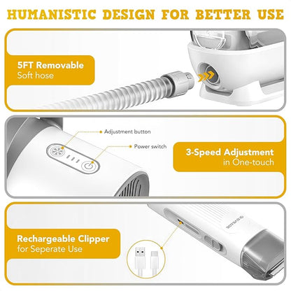 EVEAGE Dog Grooming Vacuum, 13000Pa Strong Grooming, 1.5L Large Capacity Dust Cup, Low Noise Pet Hair Vacuum, 7 Grooming Tools & 6 Nozzles for Cat & Dog Hair