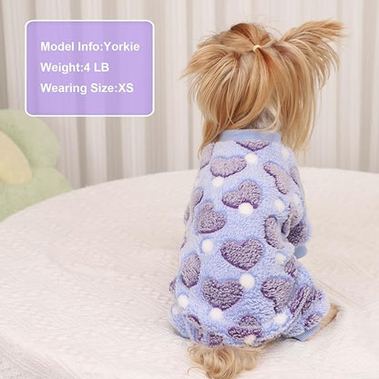 YIKEYO Small Dog Sweater,Dog Pajamas for Small Dogs,Cotton Stretchable Pet Pajamass Jammies Sweater for Dogs Female Male, Winter Clothes Doggy Puppy Girl(Purple, XXXS)