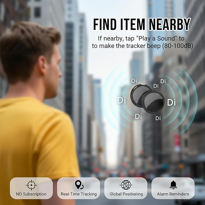 2 Pack GPS Tracker for Vehicles for Apple Find My iOS Only No Monthly Fee | Mini Car Tracker With Magnetic Case Supports Hidden Vehicle Tracking No Subscription No SIM Global for Cars Pets Kids