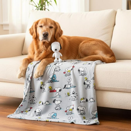 Snoopy Peanuts® Dog Blanket & Pillow Set, 40x50, Machine Washable Super Soft Cozy Throw for Pets & Cats (Officially Licensed Product) by Franco Pet