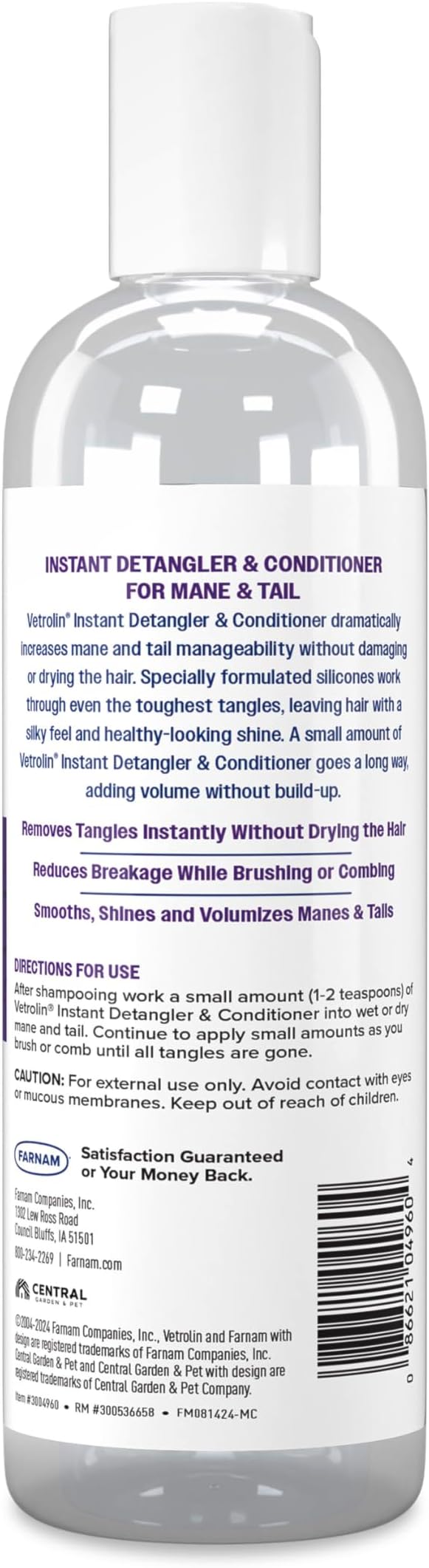 Farnam Vetrolin Instant Detangler and Conditioner for Horse Manes and Tails, 12 Oz