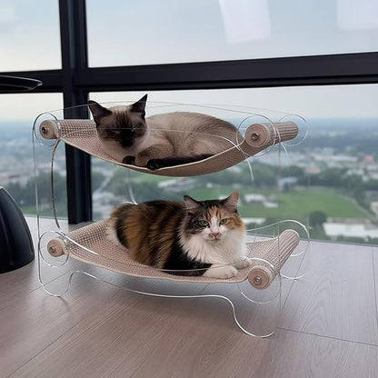 Cat bunk beds Cozy Acrylic cat Hammock Bed with sisal Scratcher - Double-Layer Hammock for Indoor Cats and Small Dogs - Soft & wear-Resistant