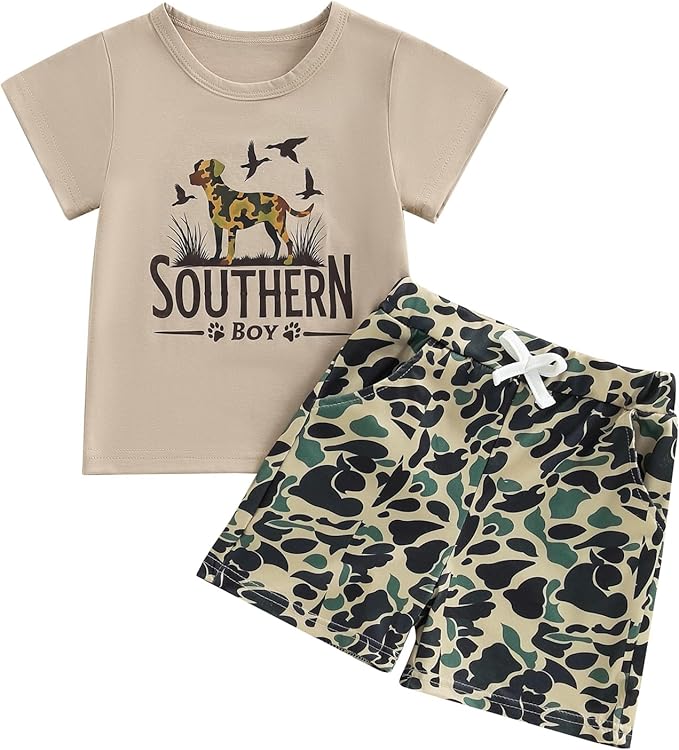 Toddler Baby Boy Clothes 6 12 18 24 Months Summer Outfit Short Sleeve T-Shirt Tops Camo Shorts Set 2T 3T 4T