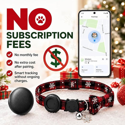 Cat Tracker GPS for Android, Pet GPS Tracker Collar for Cats No Subscription, IP67 Waterproof Cat Collar with Tracker Compatible with Google Find Hub – Replaceable 1-Year Battery, Android Only (Red)