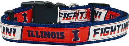 Pets First Collegiate PET Collar New Version Illinois Fighting Illini Dog Collar, Size Small. Best Sports Team Color for Dogs & Cats. A Shiny & Colorful Dog & Cat Collar Licensed by The NCAA