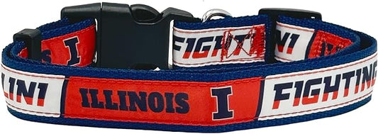 Pets First Collegiate PET Collar New Version Illinois Fighting Illini Dog Collar, Size Large. Best Sports Team Color for Dogs & Cats. A Shiny & Colorful Dog & Cat Collar Licensed by The NCAA