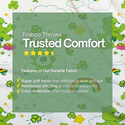 Care Bears Good Luck Bear St. Patrick's Day Cozy Throw 46 in x 60 in – Soft Cozy Plush for Couch, Bed & Travel, Nostalgic Collectible Gift (100% Officially Licensed Product) by Franco Collectibles®