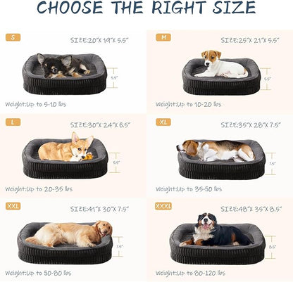 Orthopedic Dog Bed for Extra Large Dogs Breeds, High Density Egg Crate Foam Dog Sofa Beds,Oval Kennel Bed, Pet Couch Bed with Four Sided Bolster, Removable Washable Cover& Non-Slip Bottom
