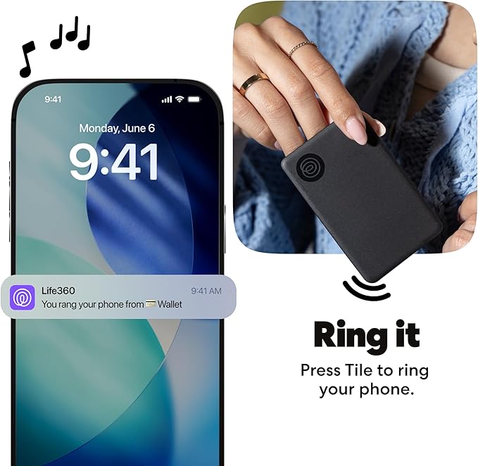 Life360 Tile Slim - Wallet Finder, Bluetooth Tracker and Item Locator for Luggage Tags, Passports and More. Both iOS and Android Compatible. Phone Finder. 2-Pack (Black)