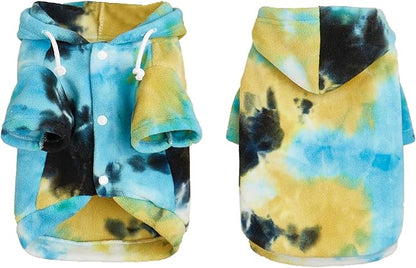 Mklhgty Tie Dye Dog Hoodie, Winter Coat for Small Dogs - Ultra-Soft Adjustable Warm Hood, Breathable Comfort Fabric for Daily Use