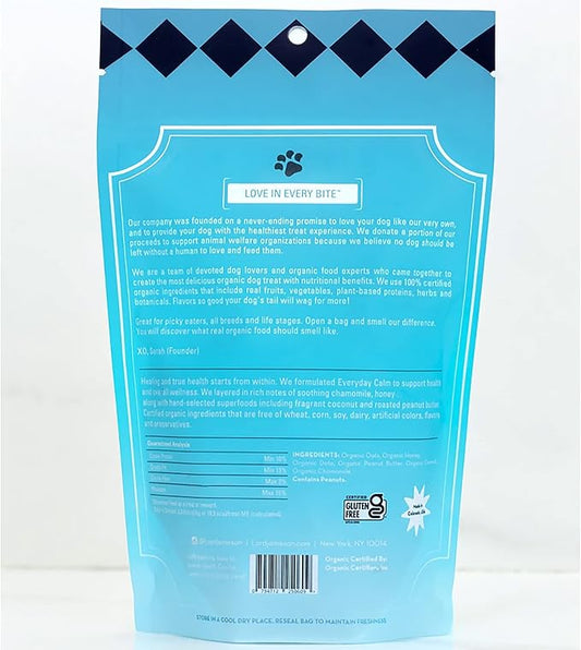 Lord Jameson Everyday Calm Soft & Chewy Organic Dog Treats - Organic Peanut Butter & Soothing Chamomile - No-Bake Recipe - Gluten-Free, Preservative-Free, USDA Certified Organic - Made In USA 6 oz