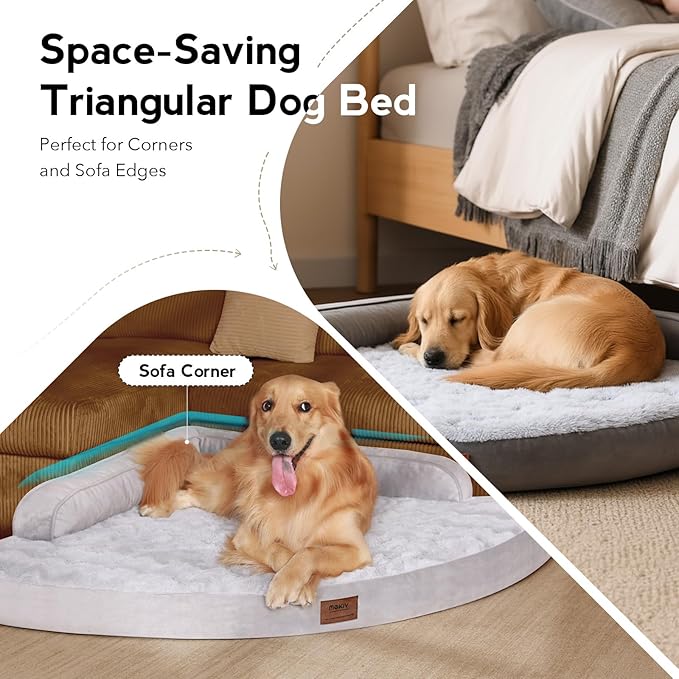 MEKIY Orthopedic Dog Bed for Extra Large Dogs - XXL Egg-Crate Memory Foam Dog Beds with Removable Washable Cover, Waterproof Pet Beds with Non-Slip Bottom, Grey