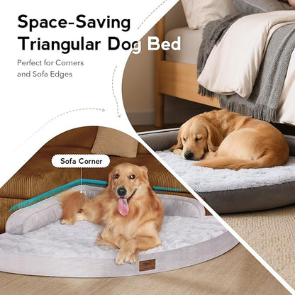 MEKIY Orthopedic Dog Bed for Extra Large Dogs - XXL Egg-Crate Memory Foam Dog Beds with Removable Washable Cover, Waterproof Pet Beds with Non-Slip Bottom, Grey
