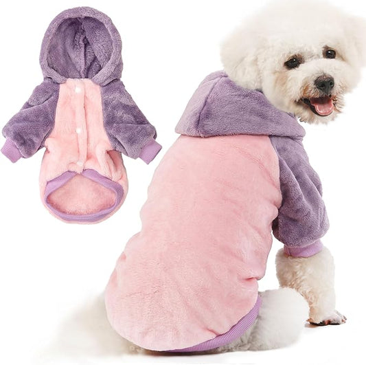 FabriCastle Dog Hooded Sweater, Dog Clothes for XXS XS Small Dogs Girl & Cats, Soft and Warm Pet Coat, Winter Pet Jacket, Doggy Apparel Costumes, Puppy Outfits Snap On Hoodies (Pink Body, Small)