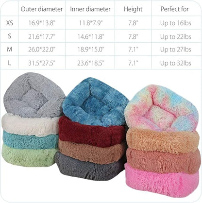 La La Pet® Donut Dog Cat Bed Cozy Cave Pet Bed Burrow Dog Bed Calming Cuddler Self-Warming Pet Bed Soft Plush Pet Cushion Improved Sleep for Cats Small Medium Dogs Blue L