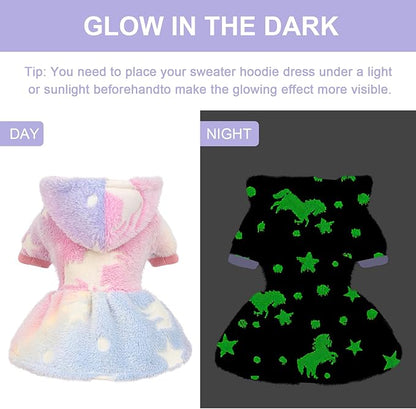 Kosiyi Dog Sweater Fleece Dog Hoodie Winter Puppy Clothes for Small Dogs Boy Girl Pet Hoodies Cold Weather Doggie Coats Fall Doggy Sweatshirt for Chihuahua Yorkie Cat Sweater Costume, Pink Star, XS