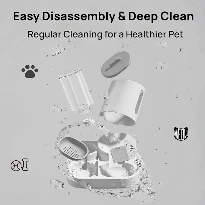 Automatic Cat Feeder and Water Dispenser 2-in-1 Food Bowl Station | Gravity Station for Small Cats Dogs Kitten Puppy, Auto Feeding Supplies, Automatic Cat Food and Water Dispenser