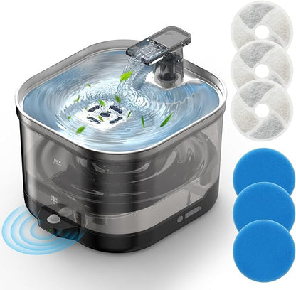 Accokids Wireless Cat Water Fountain Cordless with External Pump, 68oz Rechargeable Automatic Pet Cat Fountains for Drinking with Motion Sensor, Quiet Pump (3 Filter) | 68oz Cat Fountain with External Pump, Quiet Operation, 3 Filters for Clean Drinking...