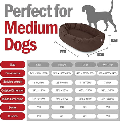 Majestic Pet 32 Inch Suede Calming Dog Bed Washable – Cozy Soft Round Dog Bed w/Spine Support for Dogs to Rest Head - Fluffy Donut Dog Bed 32x23x7 (Inch) - Round Pet Bed Medium – Chocolate (2025)