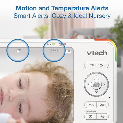 VTech Advanced HD Twin Baby Monitor – 2 Cameras, 5.5" IPS Screen, Pan-Tilt-Zoom, No WiFi, Night Vision, 2-Way Talk, Lullabies, Soothing Sounds