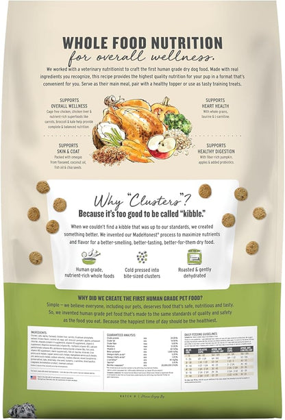 The Honest Kitchen Human Grade Dry Dog Food, Whole Food Clusters Whole Grain Dry Dog Food, Chicken & Oat, 20 lb Bag