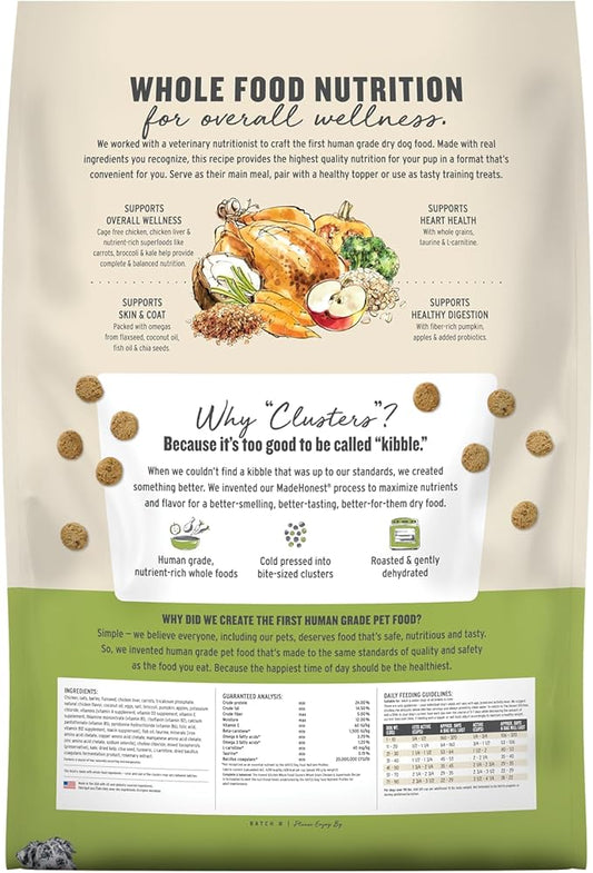 The Honest Kitchen Human Grade Dry Dog Food, Whole Food Clusters Whole Grain Dry Dog Food, Chicken & Oat, 20 lb Bag