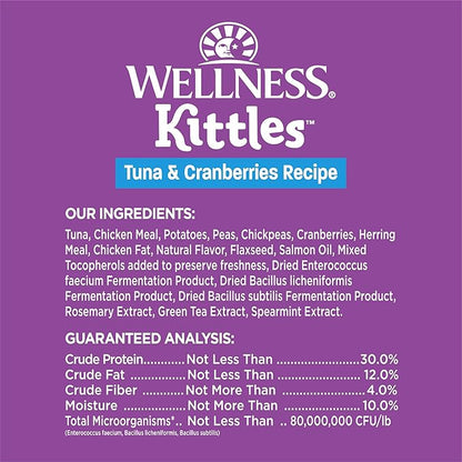 Wellness Kittles Crunchy Natural Grain Free Cat Treats, Tuna & Cranberry, 2-Ounce Bag (Pack of 2)