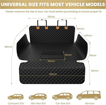 Waterproof SUV Cargo Liner for Dogs - Pu Leather Pet Car Seat Cover Protector with Bumper Flap, Non-Slip Backseat Mat for SUVs, Sedans, Vans Trunk | Easy Clean, Scratch Resistant (Black,Large)