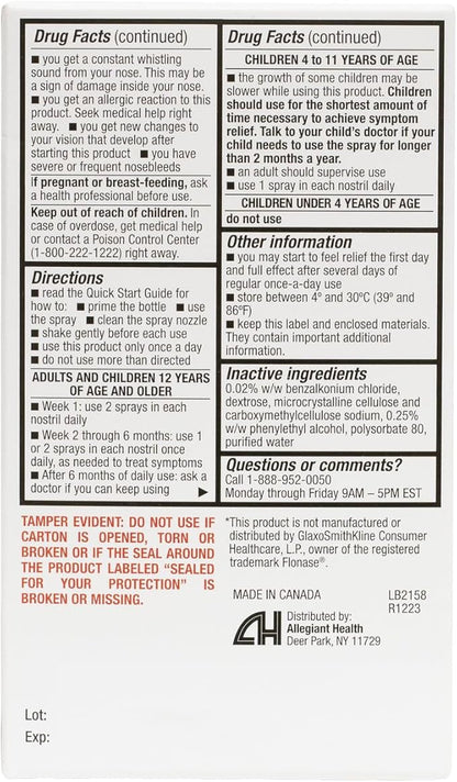 HealthA2Z® Fluticasone Propionate Nasal Spray | 50 mcg per Spray | 24 Hour Allergy Relief | 144 Sprays | 0.62 fl oz. (18.2mL) (0.62 fl oz. (Pack of 1))