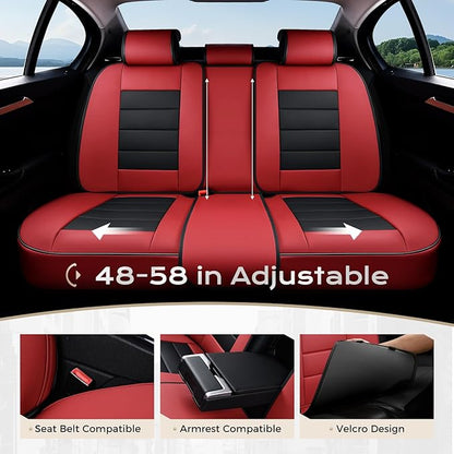 Coverado Car Seat Covers Full Set, Seat Covers for Cars, Front Seat Covers and Back Seat Cover Waterproof Leather Automotive Seat Cover, Universal Car Interior Protectors Cushion for Most Cars