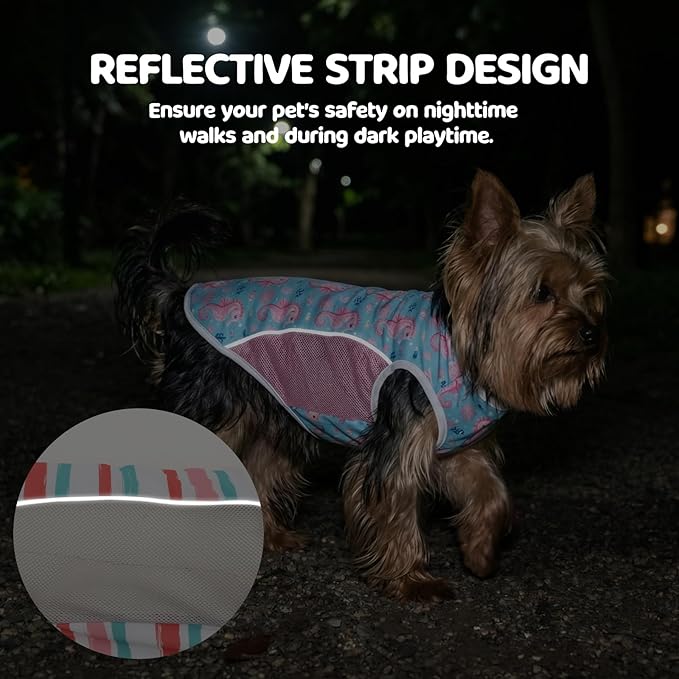 UPF 50+ Sun Protection Dog T-Shirt, 2 Pack Lightweight Sleeveless Dog Vest for Small Dogs Girl – Reflective Strips, Quick-Dry Pet Apparel, Sports Fan Shirt P23ST00513M