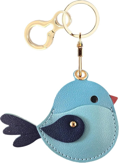BORKUANA Leather Keychain Holder Case Compatible with AirTag,Cute Protective Cover with Keyring