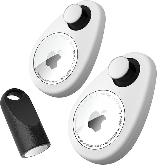 Holder for Kids Baby Toddler Hidden 2 Pack GPS Tracker Case, Anti-Removal for Silicone Case with Safety Pins, Suitable for Children, Elderly, Pets, Backpack, Luggage (White+White)