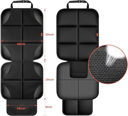 XHYANG Car Seat Protector 1 Pack Car Seat Cushion Mat Thickest Padding,Waterproof 600D Fabric Car Seat Covers for Non-Slip Backing Mesh Pockets for Baby and Pet (Black, 1 Pc)