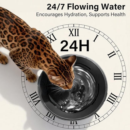 DEEIPET 2.2L/74oz Bubbling Cat Water Fountain, 360° Drinking Area, 24H Oxygen-Rich Flow, Replaceable Pump & BPA-Free ABS, LED Auto Shut-Off Pump, Ultra Quiet USB Adapter, for Cats & Small Dogs