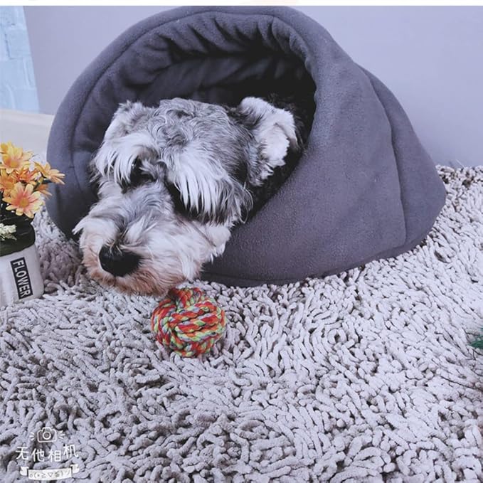 Pet Bed, Small Pet Animals Bed，Warm Cave Nest，Cozy Pet Bed，Kennel Teddy Small Winter Thickened Warm pet cat Litter Closed Four Seasons General cat Villa。 (Color : Brown, Size : Small)