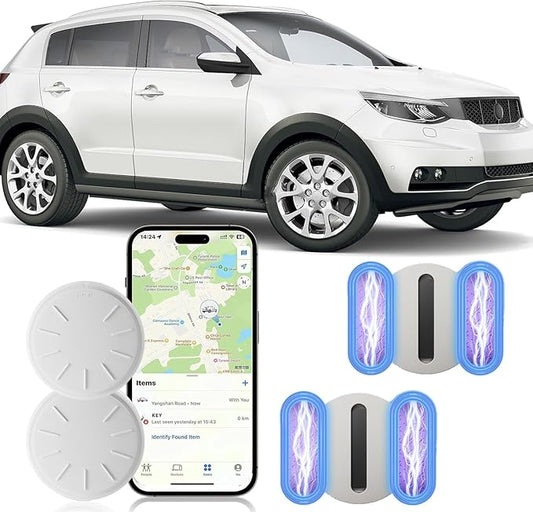 Tracker Device for Vehicles,GPS Car Tracker Works with Apple Find My(iOS Only),Anti-Lost Car Locator,Mini Hidden Car Tracker with Magnetic Case (2PCS White Tracker, White Magnetic Case)