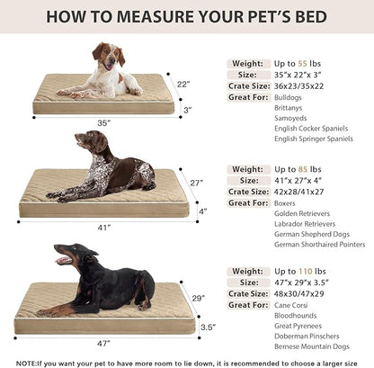 WNPETHOME Orthopedic Dog Bed for Crate, Waterproof Extra Large Dogs Bed with Removable Washable Cover, Multi-Needle Quilting Dogs Crate Beds
