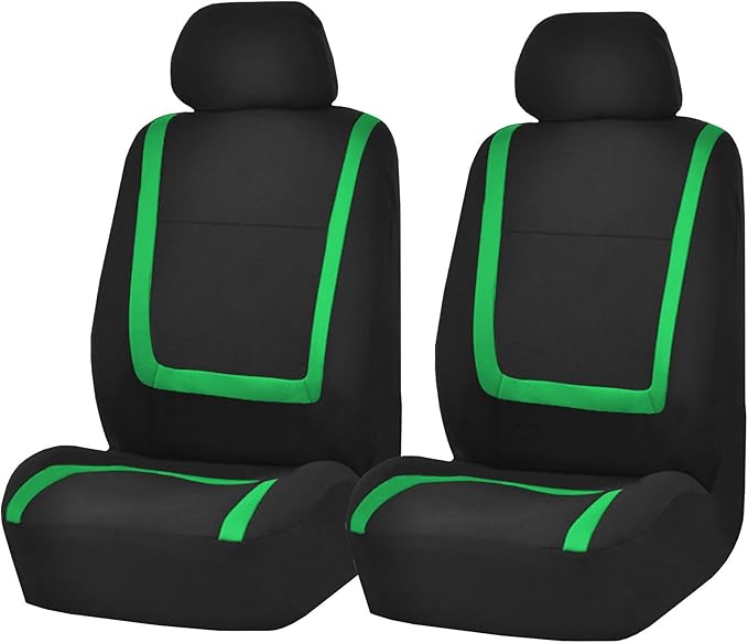 FH Group Car Seat Covers Front Set in Cloth-Car Seat Covers for Low Back Car Seats with Removable Headrest,Universal Fit,Automotive Seat Covers,Washable Car Seat Cover for SUV,Sedan,Van Green