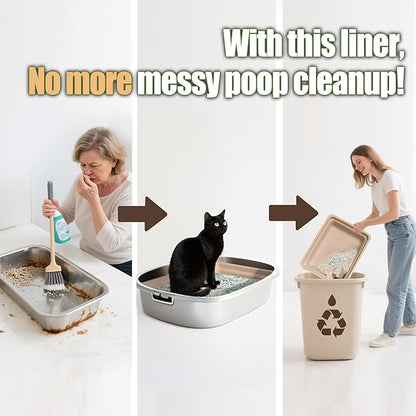 Disposable Litter Boxes for Cats Large: 6-Pack Leak-Proof Sustainable for Indoor/Travel Use Standalone or as Liner 17.5'' x 13.5''