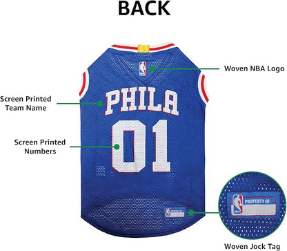 Pets First NBA PHILADELPHIA 76ERS DOG Jersey, Large - Tank Top Basketball Pet Jersey