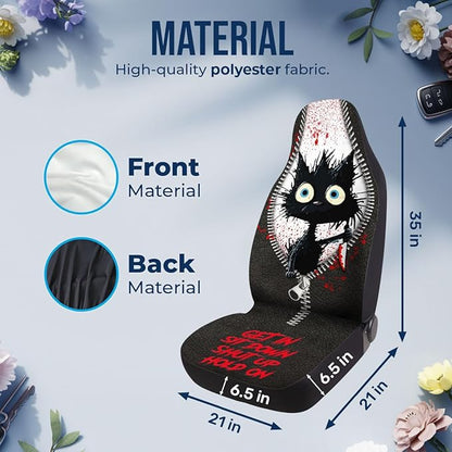 GENANY Horror Black Cat Car Seat Covers Set of 2, Breathable Front Seat Covers for Truck Sedan SUV, Funny Car Accessories, Spook Gift for Women Men
