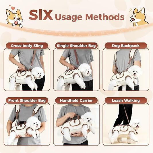 Hands Free Dog Backpack Carrier for Small Dogs, Yorkie Shoulder Carrier Sling Backpack Carriers Dog Lift Harness Portable Breathable Pet Carrier Backpack for Small Puppies (S, 4.4-8.8 lbs)
